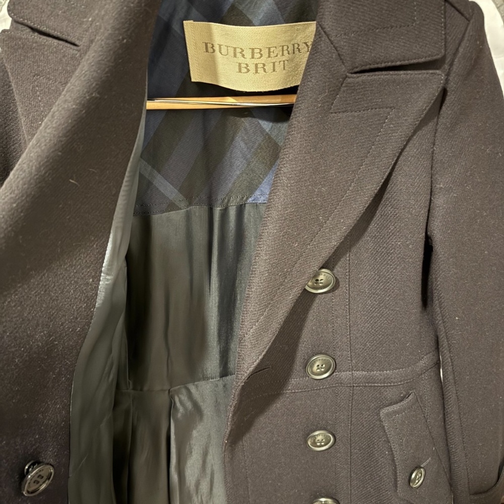 NWOT Burberry Brit Newmont Double-Breasted Wool-Cashmere Peacoat, size 4 - Picture 6 of 8